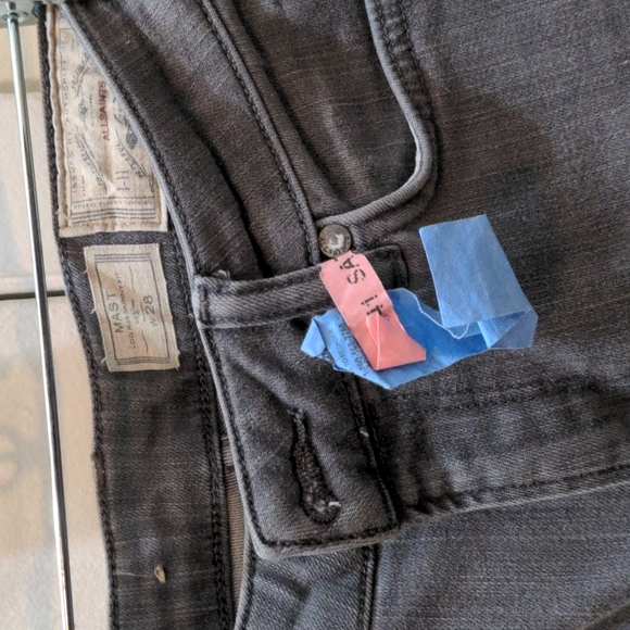 All Saints Grey Washed Skinny Jeans - Picture 8 of 8